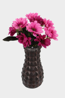 Lüx Beton Vintage Vazoda Yapay Papatya Dekoru 30 cm Mor-Pembe - Yapay Çiçek Sitesi