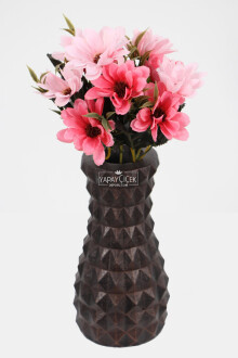 Lüx Beton Vintage Vazoda Yapay Papatya Dekoru 30 cm Narçiçeği-Pudra - Yapay Çiçek Sitesi