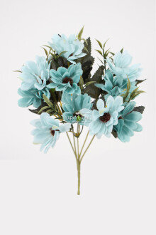 Lüx Beton Vintage Vazoda Yapay Papatya Dekoru 30 cm Turkuaz - 3