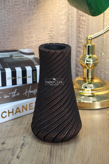 Lüx Eskitme Beton Sipiral Vazo Siyah-Bakır 21 cm - Yapay Çiçek Sitesi