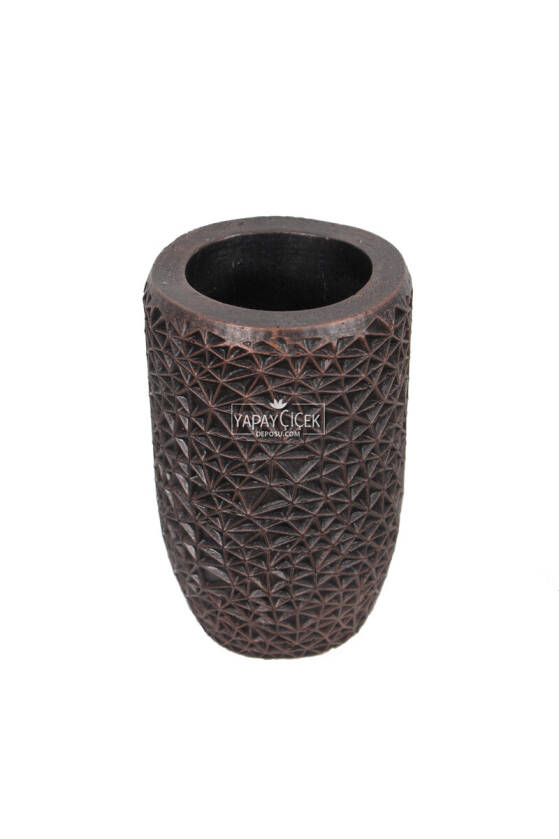 Lüx Tombul Retro Beton Vazo Siyah-Bakır 15 - 2