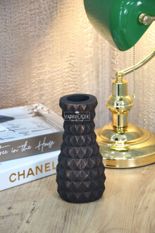 Lüx Vintage Beton Vazo Siyah-Bakır 19 cm - Yapay Çiçek Sitesi