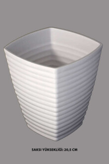 Melamin Saksı Model 3 Beyaz - Yapay Çiçek Sitesi