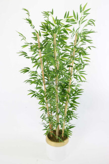 Metal Galvaniz Saksıda Yapay Bambu Ağacı 7 Gövde 180 cm (Beyaz-Gold) - 2