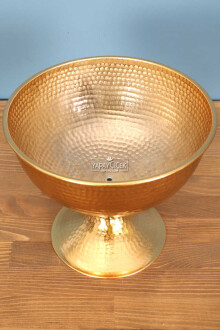 Metal Kabartmalı Dövme Vazo Gold - 2