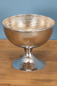 Metal Kabartmalı Dövme Vazo Silver - Yapay Çiçek Sitesi