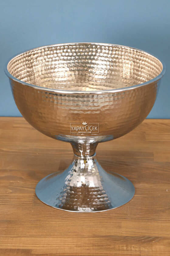 Metal Kabartmalı Dövme Vazo Silver - 1