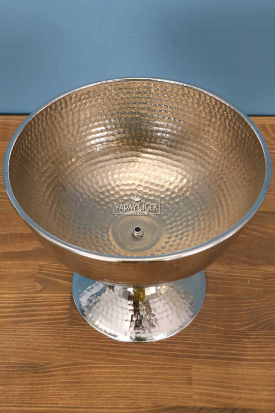 Metal Kabartmalı Dövme Vazo Silver - 2