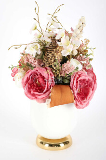 Metal Vazoda Lüx Yapay Çiçek Tanzimi Gengene - 2