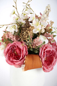 Metal Vazoda Lüx Yapay Çiçek Tanzimi Gengene - 4