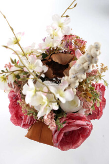 Metal Vazoda Lüx Yapay Çiçek Tanzimi Gengene - 5