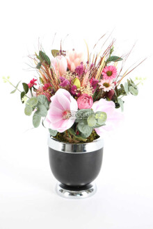 Metal Vazoda Lüx Yapay Çiçek Tanzimi Gölköy - Yapay Çiçek Sitesi