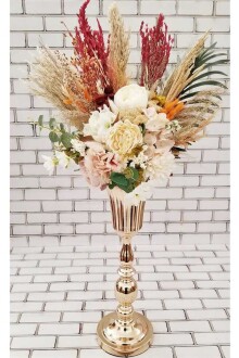 Neda Şakayık Kasımpatı Karanfil Kuru Çiçek Şöleni Dekor Kız İsteme Hediyelik Aranjman Turuncu Bordo Pastel - Yapay Çiçek Sitesi