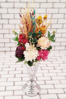 Neda Şakayık Kasımpatı Kuru Çiçek Şöleni Dekor Kız İsteme Hediyelik Aranjman Kahve Tonlar - Yapay Çiçek Sitesi