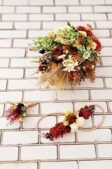 Pekin Büyük Kuru Çiçek Gelin Buketi 3lü Set - 2