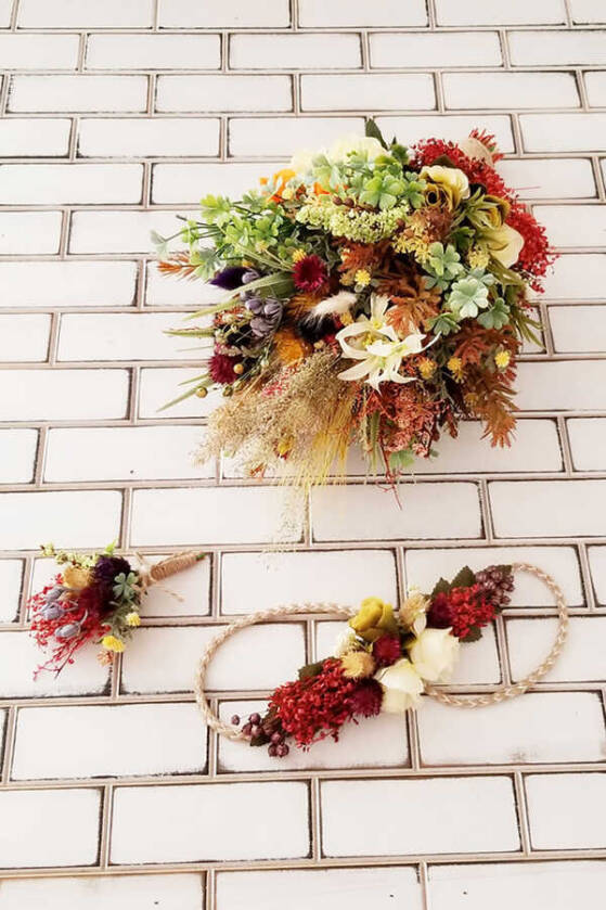 Pekin Büyük Kuru Çiçek Gelin Buketi 3lü Set - 2