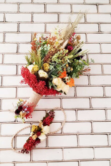 Pekin Büyük Kuru Çiçek Gelin Buketi 3lü Set - 3