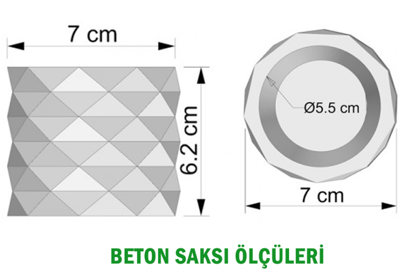 Renkli Geo Mini Beton Saksı Antrasit Mavi - 3