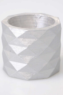 Renkli Geo Mini Beton Saksı Gümüş - Yapay Çiçek Sitesi