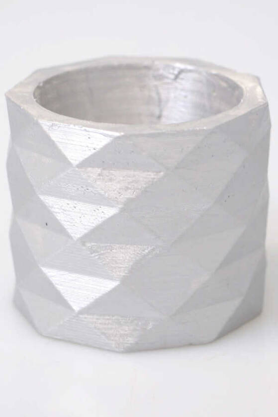 Renkli Geo Mini Beton Saksı Gümüş - 1