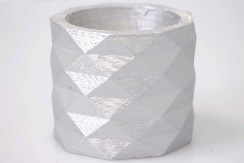 Renkli Geo Mini Beton Saksı Gümüş - 2