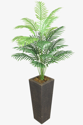 Eskitme Gold Saksıda Yapay 24 Dallı Areka Ağacı 165 cm - Yapay Çiçek Sitesi