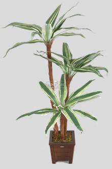 Ucuz Kumaş Yapraklı Yapay Ağaç 120 cm Yeşil-Krem - Yapay Çiçek Sitesi