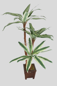 Ucuz Kumaş Yapraklı Yapay Ağaç 120 cm Yeşil-Krem - 2