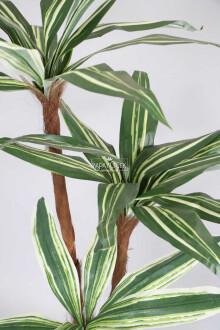 Ucuz Kumaş Yapraklı Yapay Ağaç 120 cm Yeşil-Krem - 3