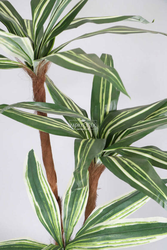 Ucuz Kumaş Yapraklı Yapay Ağaç 120 cm Yeşil-Krem - 3