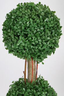 Yapay 2 Katlı Mini Şimşir Ağacı 80 cm Beyaz Saksılı - 2