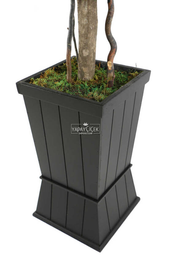 Yapay 2li Okaliptus Şimşir Top 140cm Yeşil (Dekoratif Ahşap Saksılı) - 5