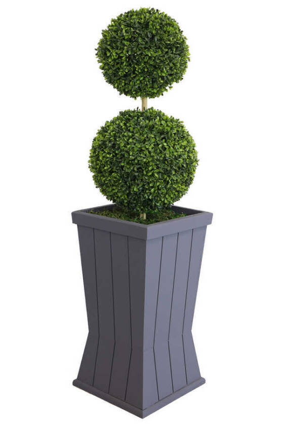 Yapay 2li Şimşir Top 110cm (Dekoratif Ahşap Saksılı) - 1