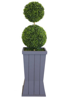 Yapay 2li Şimşir Top 110cm (Dekoratif Ahşap Saksılı) - 2