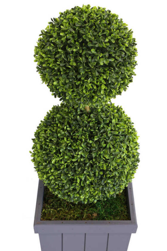 Yapay 2li Şimşir Top 110cm (Dekoratif Ahşap Saksılı) - 3