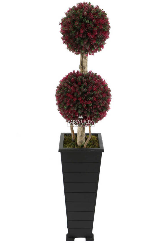 Yapay 2li Şimşir Top 150cm Yeşil-Kırmızı (Tasarım Model) - 1