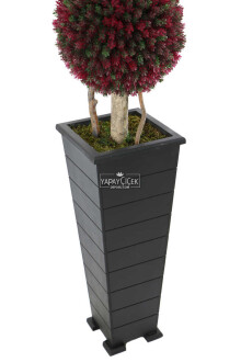 Yapay 2li Şimşir Top 150cm Yeşil-Kırmızı (Tasarım Model) - 3