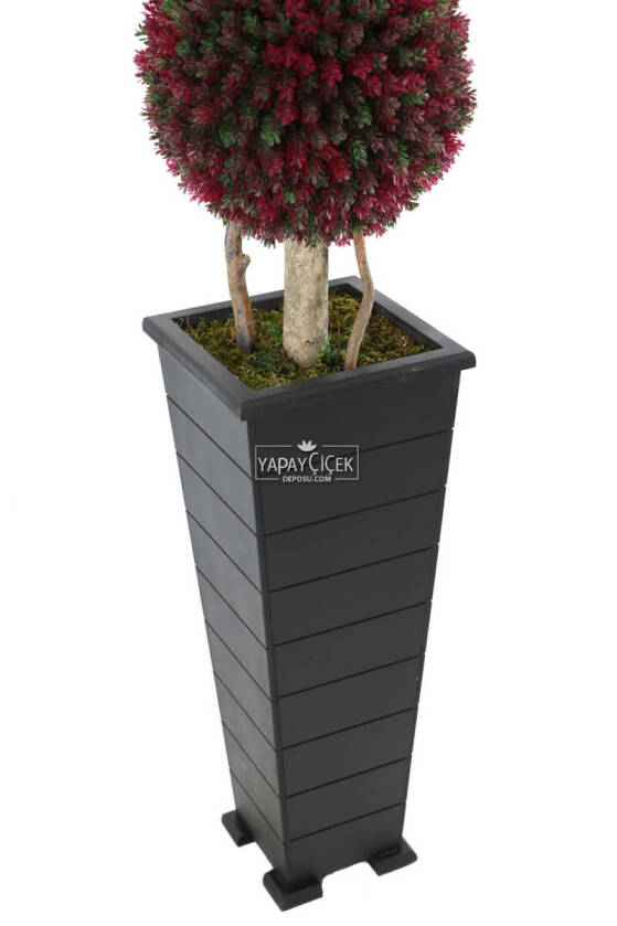 Yapay 2li Şimşir Top 150cm Yeşil-Kırmızı (Tasarım Model) - 3