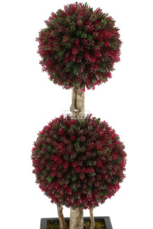 Yapay 2li Şimşir Top 150cm Yeşil-Kırmızı (Tasarım Model) - 4