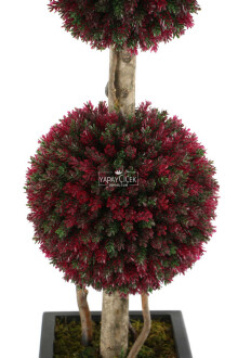 Yapay 2li Şimşir Top 150cm Yeşil-Kırmızı (Tasarım Model) - 5