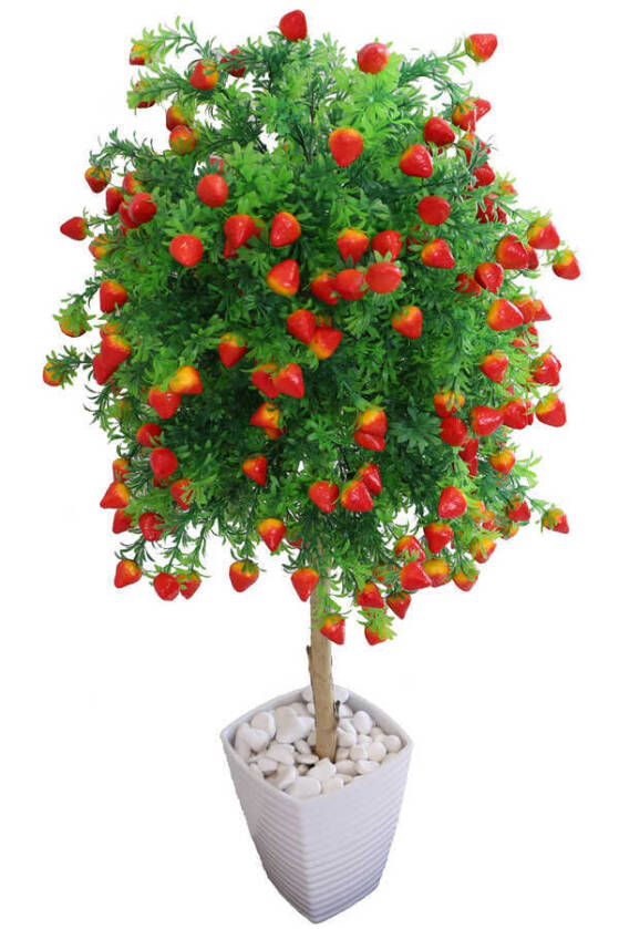 Yapay Bodur Çilek Ağacı Melamin Saksıda 100 cm - 2
