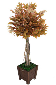 Yapay Bodur Çınar Ağacı 110 cm Kahve-Sarı - Yapay Çiçek Sitesi