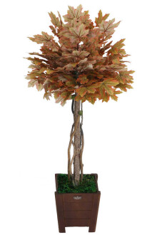 Yapay Bodur Çınar Ağacı 110 cm Kahve-Sarı - 2