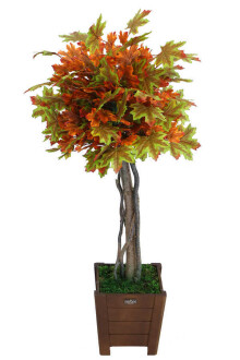 Yapay Bodur Çınar Ağacı 110 cm Yeşil-Kahve-Kızıl - 2