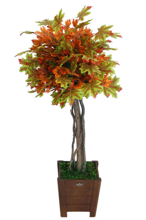 Yapay Bodur Çınar Ağacı 110 cm Yeşil-Kahve-Kızıl - 2