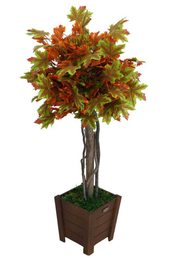 Yapay Bodur Çınar Ağacı 110 cm Yeşil-Kahve-Kızıl - 3