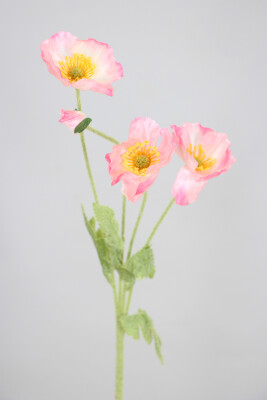 Yapay Çiçek 4lü Gelincik Dalı 60 cm Açık Pembe - Yapay Çiçek Sitesi