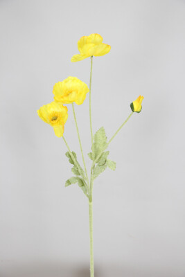 Yapay Çiçek 4lü Gelincik Dalı 60 cm Sarı - 2