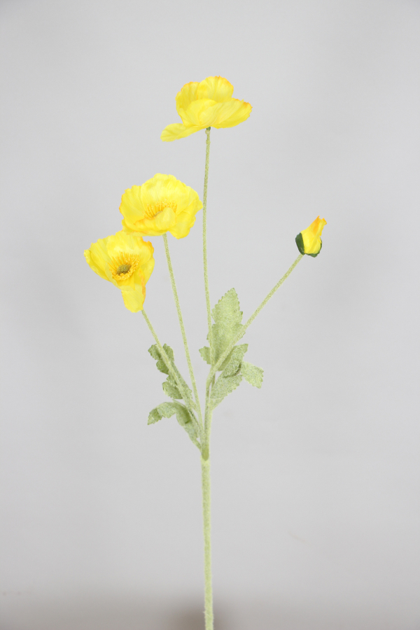 Yapay Çiçek 4lü Gelincik Dalı 60 cm Sarı - 2