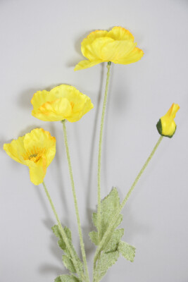 Yapay Çiçek 4lü Gelincik Dalı 60 cm Sarı - 4